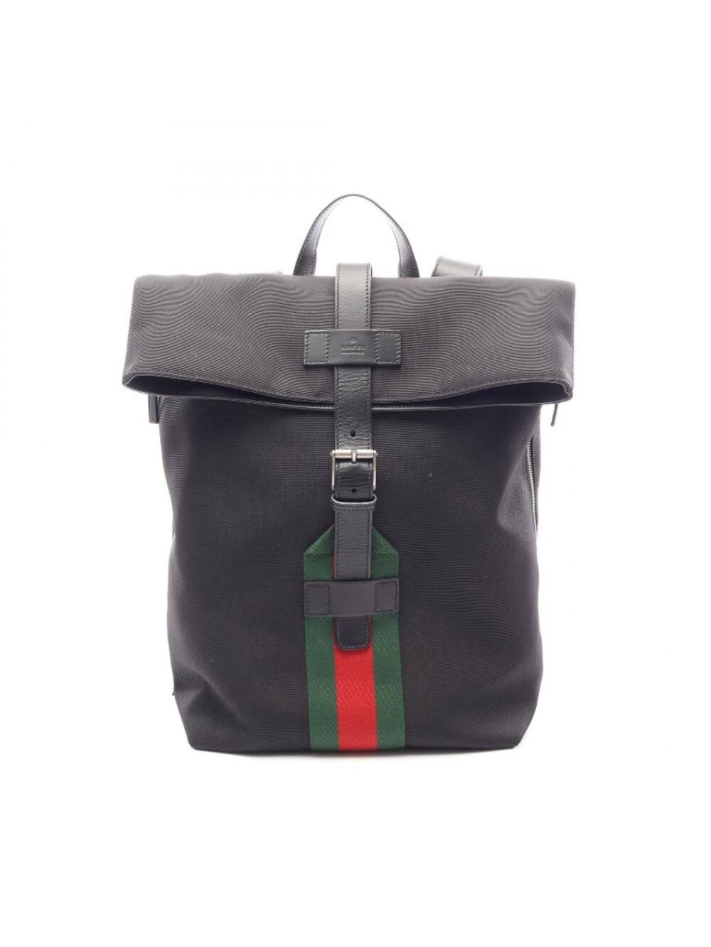 Gucci Backpack Sherry Line Black Green Red Leather